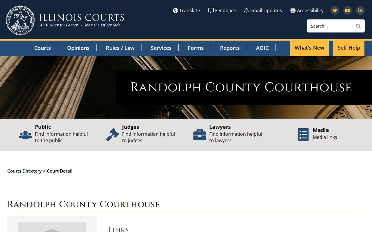 Illinois Courts Randolph County Courthouse directory and online records link