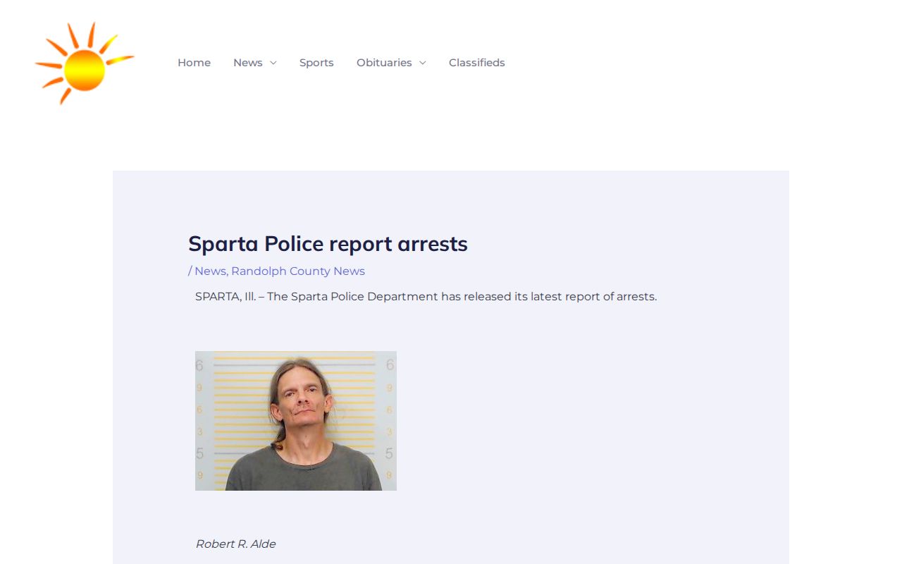 Sun Times News Online Sparta Police arrest report showing dated news structure and innocence language